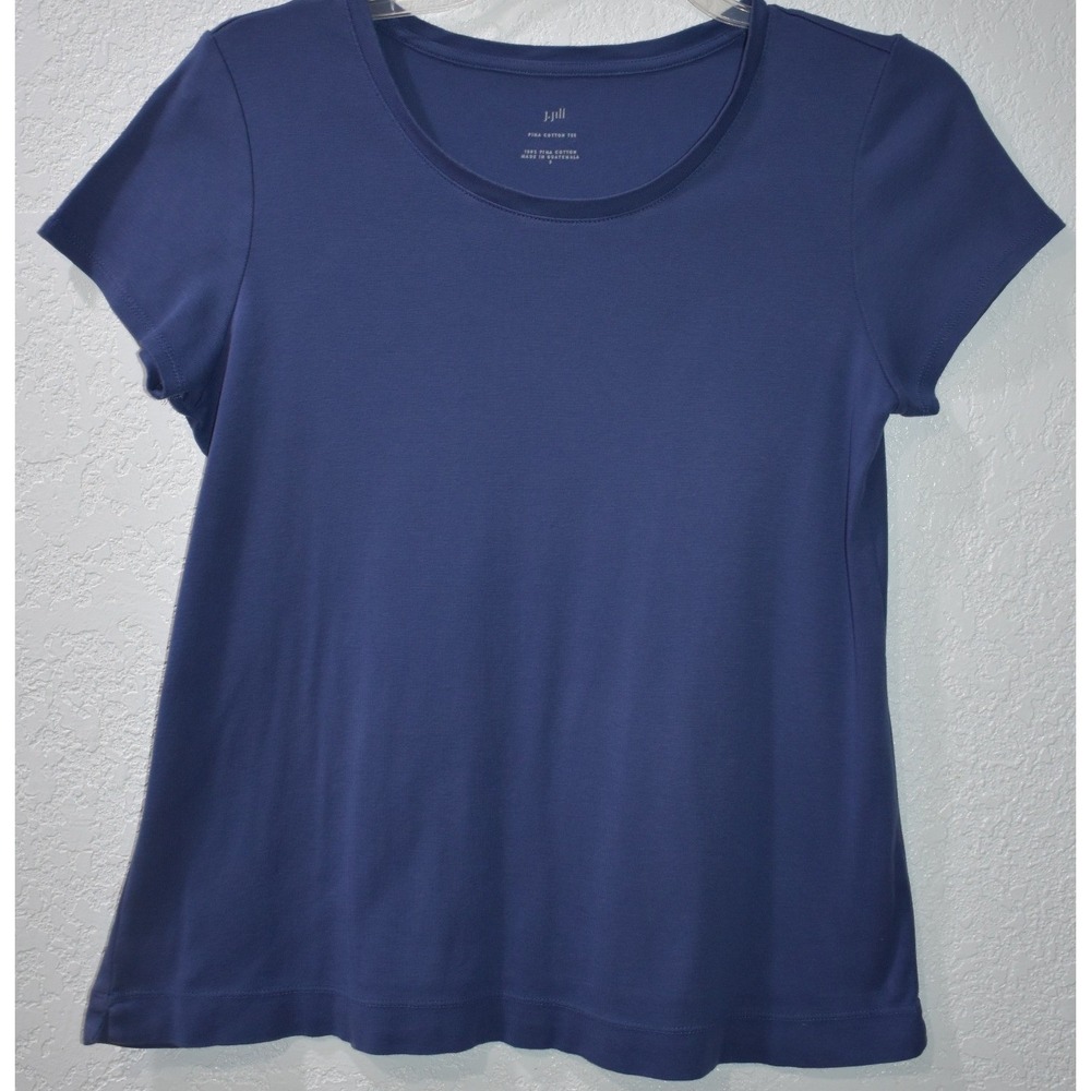 J.Jill Pima Cotton Tee Blue Short Sleeve Scoop Neck T-Shirt Size S